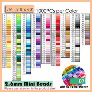 얀주엣 2.6mm 미니 비즈 221색상 각 색상당 1000개 컬러풀 스티커 픽셀 아트 DIY 선물