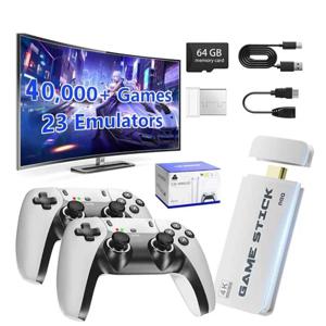 M15 4K TV 게임 스틱 64GB 내장 20000개 이상 레트로 게임 콘솔, 무선 컨트롤러 포함, HD TV 시뮬레이터, 20개 이상 에뮬레이터 지원