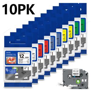 2PK/10PK TZe231 브라더 P-Touch TZe-231 테이프 12mm TZ231 TZe 231 블랙 온 화이트 라벨 프린터용
