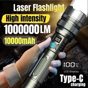 100만 루멘 초강력 LED 손전등 충전식 USB-C 디지털 디스플레이 IPX8 방수 오래가는 배터리 캠핑 비상용 2026