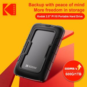 Kodak P110 휴대용 외장 하드 드라이브 500GB 1T 2T USB3.0 PC 태블릿 PS5용 실리콘 보호 케이스가 포함된 경량 PHDD