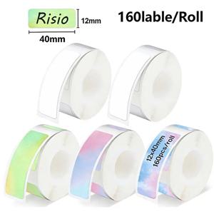 D30 프린터 열전사 라벨 테이프 12*40mm 방수 자체 접착 롤 스티커 용지 마크라이프 P12 P15 포모모 Q30 D35용 분류 태그