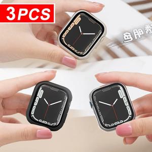 애플워치 강화유리 커버 3개, 스크린 보호 케이스 9 8 7 6 5 4 3 SE 40MM 41mm 46mm 45mm 10 42mm 38mm 액세서리