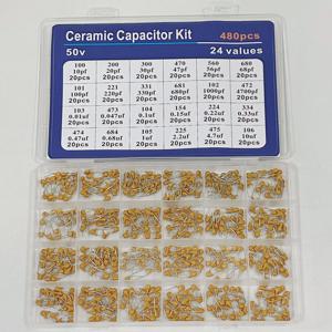 300pcs/480pcs 기타 커패시터용 세라믹 커패시터 모듬 키트 10값/24값 10PF-10uf
