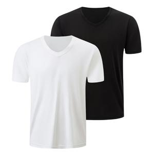1/2/3 Pcs 남성용 솔리드 컬러 캐주얼 스몰 화이트 T 청소년 루즈 조커 클래식 v 넥 편안한 반소매 단순 패션 티셔츠