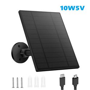 10W 5V 태양광 배터리 충전기, 보안 카메라용 휴대용 태양광 패널, 마이크로 USB 타입-C 출력 태양광 패널 충전기 키트