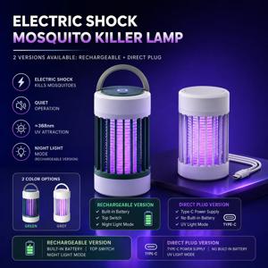 전기 모기 살충 램프 USB 5V UV 365nm 벌레 퇴치기 휴대용 충전식 파리 살충기 캠핑 침실 정원 LED