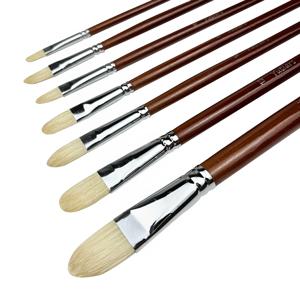 전문 돼지 강모 필버트 오일 페인트 브러쉬 세트, 7pcs 긴 나무 손잡이 오일 아크릴 그림에 대 한 자연 충칭 돼지