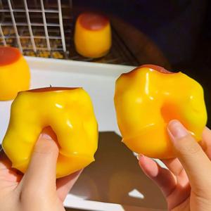 DIY 수제 카라멜 푸딩 스퀴시 장난감 꽃잎 스팽글 필러 바삭한 질감 스퀴즈 피젯 장난감 불안 완화 스트레스 해소
