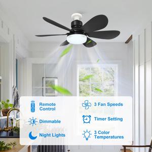 무선 조명 소켓 팬, 주방 침실 작은 방용 LED 소켓 팬 조명, 리모컨 포함 소형 천장 선풍기 조명