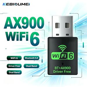 KEBIDUMEI BT 5.4 수신기 동글 AX900 Wifi 6 미니 USB 동글 네트워크 카드 PC 노트북용 Win 10/11 PC 듀얼 밴드 2.4G/5Ghz