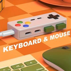 1개 휴대용 창의적인 허브 4-in-1 USB 확장기, 2개의 타입-C 포트와 2개의 USB 포트 포함, 마우스, 키보드 및 USB 플래시 드라이브용.