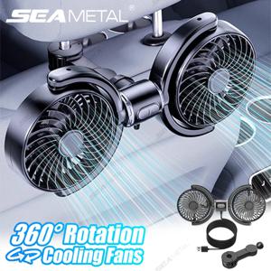 SEAMETAL 자동 자동차 USB 팬 무료 회전 듀얼 헤드 자동차 머리 받침 냉각 팬 에너지 효율적인 3단 강한 바람 브러시리스 팬
