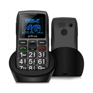 아트폰 C1+ 바형 시니어 휴대폰 LTE 4G 네트워크 충전 거치대 포함 큰 키패드 노인용 싱글심 원키 SOS FM 1400mAh 배터리