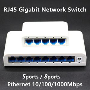 5/8 포트 이더넷 스위치 10/100/1000Mbps RJ45 네트워크 스위치 소형 데스크탑 스플리터 허브 홈 오피스, CCTV IP 카메라에 적합