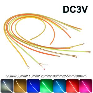DC 3V 자유 절단 가능 유연한 COB LED 필라멘트 DIY 에디슨 전구 부품 25mm 80mm 110mm 128mm 190mm 255mm 300mm LED 다이오드