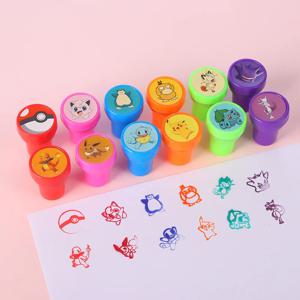 12PCS 포켓몬 애니메이션 컬러 미니 인감 피카추 Gengar Snorlax 만화 귀여운 플라스틱 장난감 액세서리 어린이 생일 선물 장식