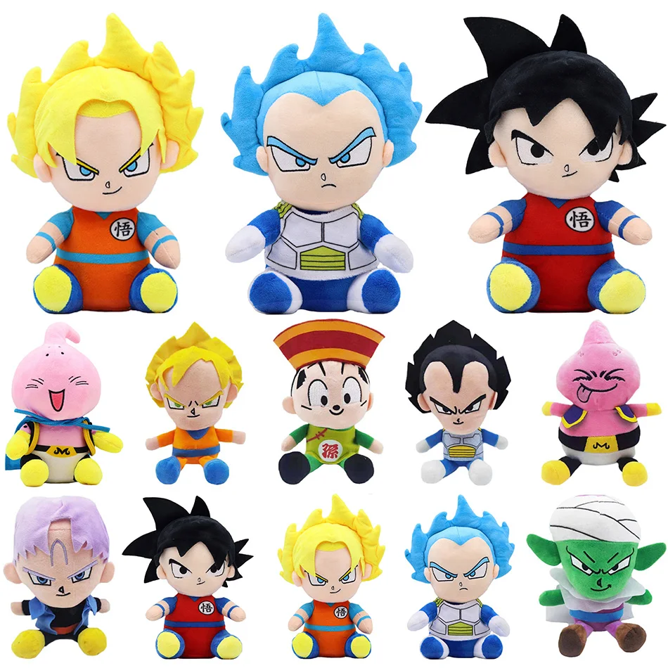 20cm 드래곤 볼 일본 애니메이션 플러시 장난감 슈퍼 사이어인 Goku Vegeta Piccolo 트렁크 고한 만화 그림 인형 인형 어린이 선물