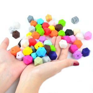 LOFCA10pcs 14mm 미니 육각형 실리콘 구슬 아기 Teether BPA 무료 DIY 목걸이 젖꼭지 체인 아기 젖니가 남 관리 유아