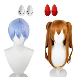 아스카 랭글리 소류 코스프레 의상 가발 헤어 클립 레이 아야나미 코스프레 소녀 여성 할로윈 Loli 의류 액세서리