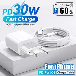 PD 30W iPhone 15 용 고속 충전기 11 12 13 14 16 Pro Max Plus XR X XS Max 충전기 고속 충전 USB 유형 C 케이블 전화 액세서리