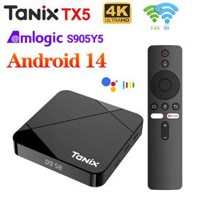 타닉스 TX5 TV 박스 안드로이드 14 암로직 S905Y5 2GB 16GB 4GB 32GB 64GB 4K 울트라 HD 지원 듀얼 와이파이 미디어 플레이어 셋톱 박스