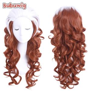 Bubuwig 합성 머리 안나 마리 코스프레 가발 X 남자 불량 안나 마리 60cm 긴 곱슬 물결 모양의 갈색 혼합 흰색 가발 내열성