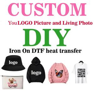 DTF 열전사 맞춤 로고 또는 사진 프레스 가능한 사진 다리미 열 스티커 의류 DIY