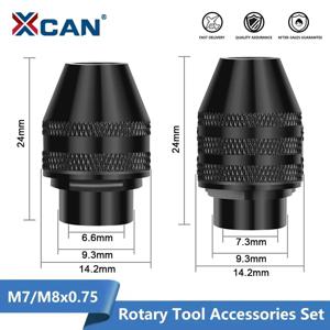 XCAN 멀티 드릴 척 열쇠가없는 M7 M8 0.3-3.2mm Dremel 로타리 도구 용 미니 열쇠가없는 드릴 비트 척 어댑터 조각사 액세서리