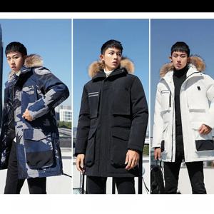 캐주얼 따뜻한 패션 코트 빅 구스 남성용 다운 재킷 겨울 한국 버전 청년용 긴 두꺼운 겨울 의류 데일리 코트 재킷