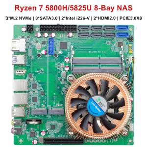 토폰 N21 11베이 NAS 메인보드 AMD 라이젠 9 5900H 5900HX 7 5825U 8*SATA 3*NVMe 2*2.5G LAN 2*DDR4 게이밍 방화벽 ITX 메인보드