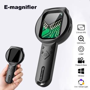 LED 디지털 현미경 돋보기 비디오 100X 배율 2.8'' IPS 스크린(전자 수리용 카메라 2.0MP 포함)
