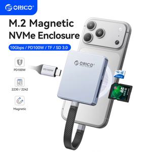 ORICO 마그네틱 M.2 2230/2242 NVMe SSD 인클로저 아이폰 4K ProRes 녹화용 SD/TF 3.0 카드 리더 PD100W 충전 포트