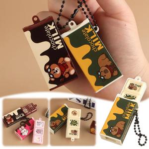 미니 시뮬레이션 밀크 초콜릿 피젯 토이, 구부릴 수 있는 스냅 스트레스 해소 키체인 펜던트, 창의적인 선물