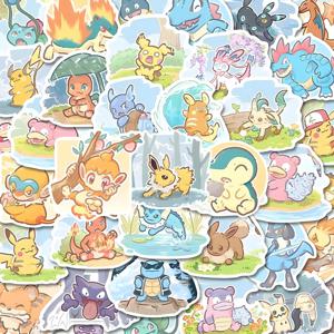 10/30/60pcs Kawaii 손으로 그린 ​​포켓몬 애니메이션 스티커 귀여운 Eevee 피카추 데칼 가방 전화 노트북 만화 스티커 장난감 선물