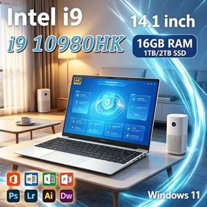 2026 i9 윈도우 11 노트북 인텔 코어 I9-10980HK 노트북 14.1인치 16GB 램 1TB 2TB SSD 1920*1080HD 게이밍 노트북 PC 게이머용
