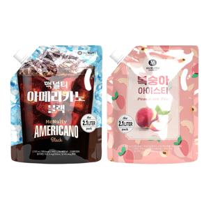 맥널티 대용량 커피 아이스티 음료 세트 2.1L x 4 (총 8.4L) [원산지:국산]