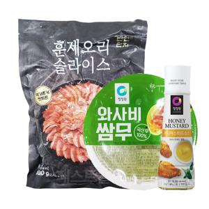 반찬단지 훈제오리 슬라이스 800g + 와사비 쌈무 340g + 허니머스타드 320g 세트
