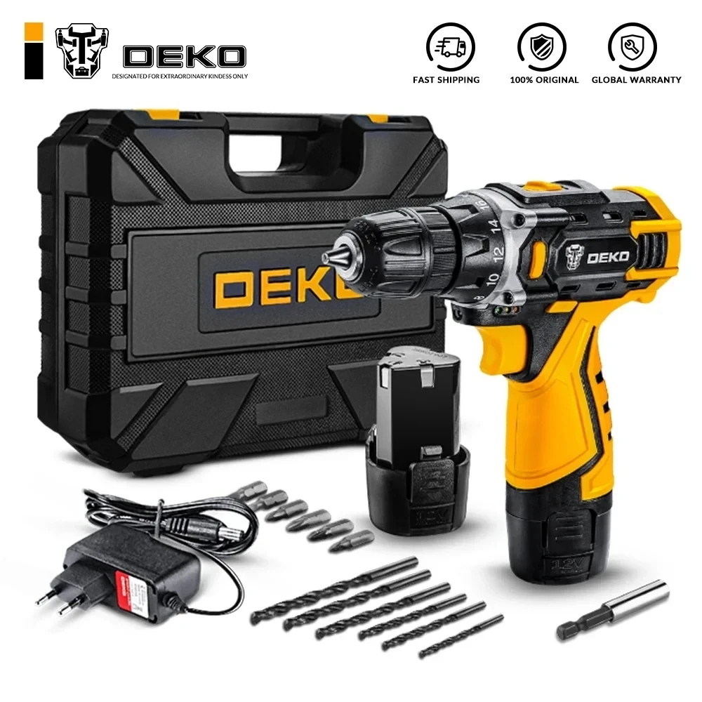 DEKO 무선 드릴 세트 12V, 16V, 20V - DC 리튬 이온 배트가 포함된 소형 무선 전동 공구 조합 전동 드라이버
