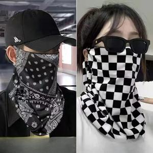 1Pc 야외 남성 여성 체크 무늬 그리드 페이스 마스크 오토바이 라이딩 넥 페이스 프로텍션 커버 방풍 안티 uv 사이클링 튜브 스카프