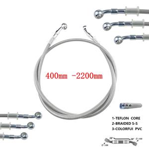 28도 실버 그레이 400 ~ 2200mm 유압 브레이크 호스 DOT 오일 파이프 라인 땋은 케이블 10mm 밴조 가와사키 야마하 혼다 ATV