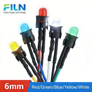FILN 25/50/100개 6mm 12V 미니 LED 표시등 스냅인 볼 헤드 유선 신호등 DIY 프로젝트 전자 기기 패널