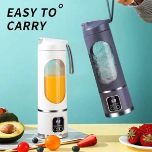 2025 미니 전기 쥬서, 강력한 모터, 450ML 대용량, 디지털 디스플레이, 얼음 분쇄, 가정용 충전식 쥬스컵