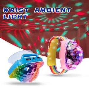 미니 휴대용 LED 램프 나이트 스트로브 시계 팔찌 USB 충전 음성 제어 디스코볼 조명 파티 자동차 댄싱 DJ 클럽용