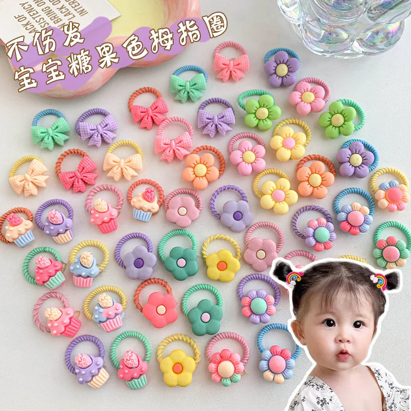 여아용 귀여운 엄지손가락 모양 머리끈 50/100개, 높은 탄력성, 머리카락 손상 없음, 사랑스러운 여자아이 머리끈, 어린이용