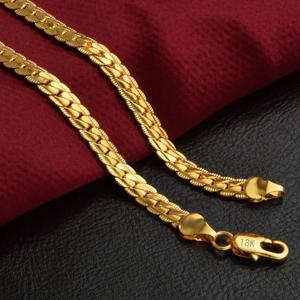 18K 금 18-24인치(45-60cm) 6mm 풀 사이드 체인 목걸이 (여성/남성용) 패션 웨딩 파티 참 장신구