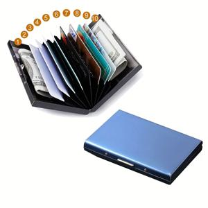 RFID 신용카드 홀더, 남녀공용 안전 지갑, 6슬롯 또는 10슬롯 금속 신용카드 지갑, 도난 방지 기능 포함