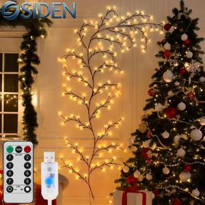 96LED 나뭇가지 램프 침실 벽 장식 버드나무 덩굴 조명 스트립 8가지 조명 모드 DIY 분위기 조명 홈 조명