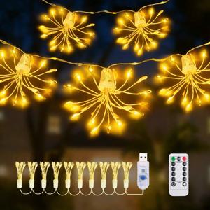 USB LED 스트링 라이트 야외 불꽃놀이 요정 조명 8가지 모드 조명 구리 와이어 LED 조명 캠핑 크리스마스 트리 장식 램프
