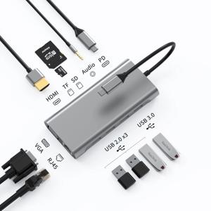 Basix Type-C 허브-HDMI 어댑터 USB C 허브 4K Thunderbolt 3 TF SD 리더 슬롯 PD MacBook Air Pro M2 M1 칩 도킹 스테이션